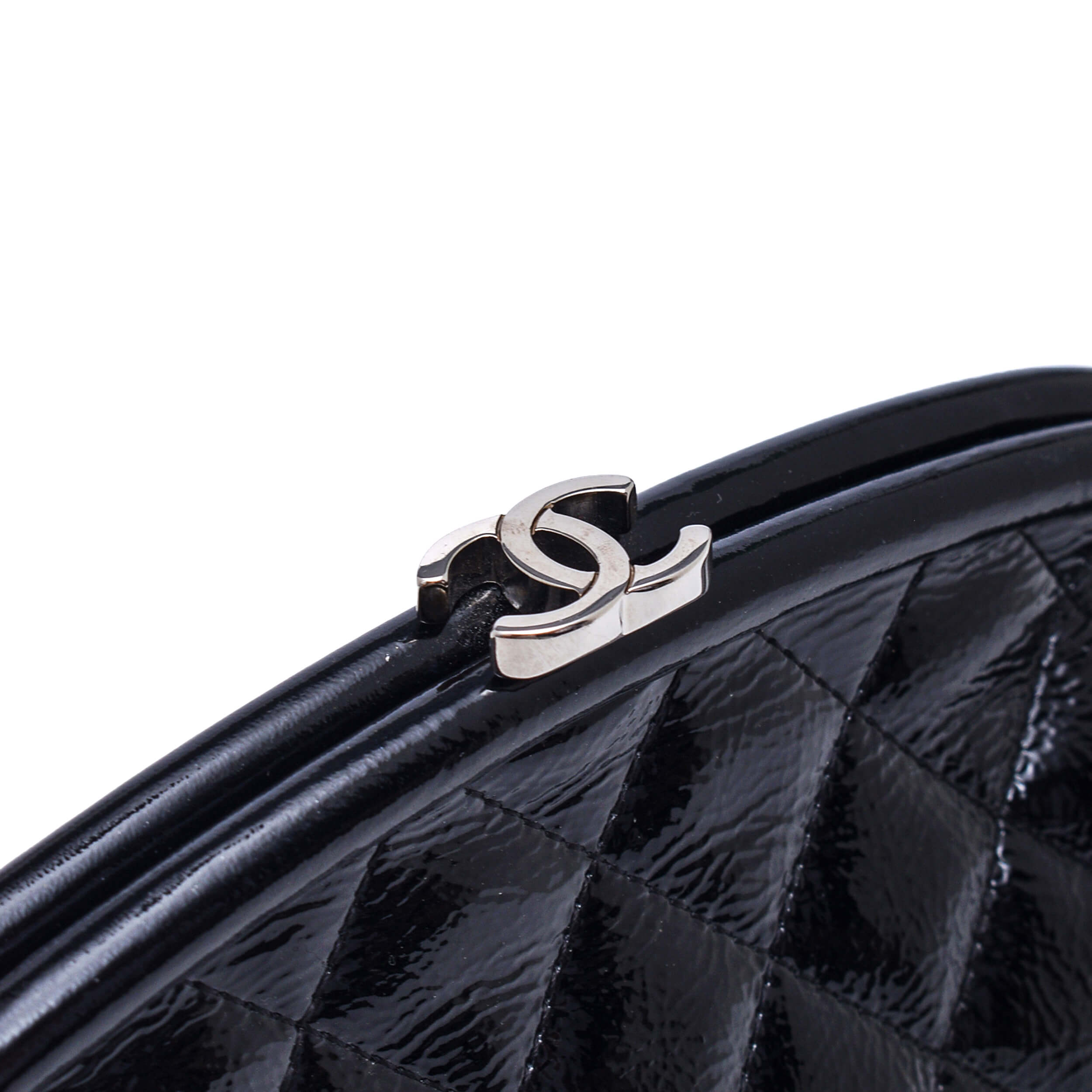 Chanel - Black Quielted Patent Leather Timeless Clutch